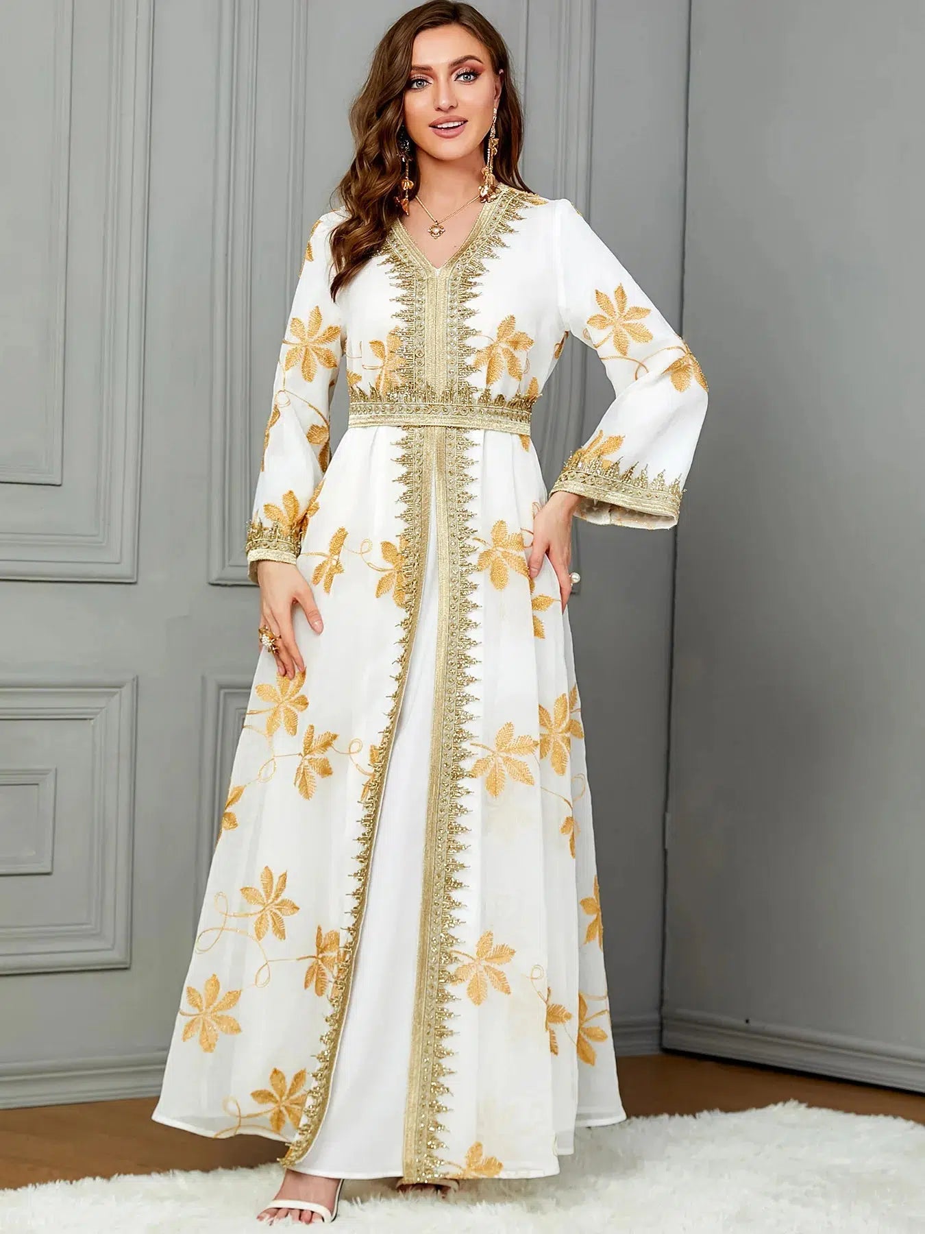 Caftan Blanc et Doré