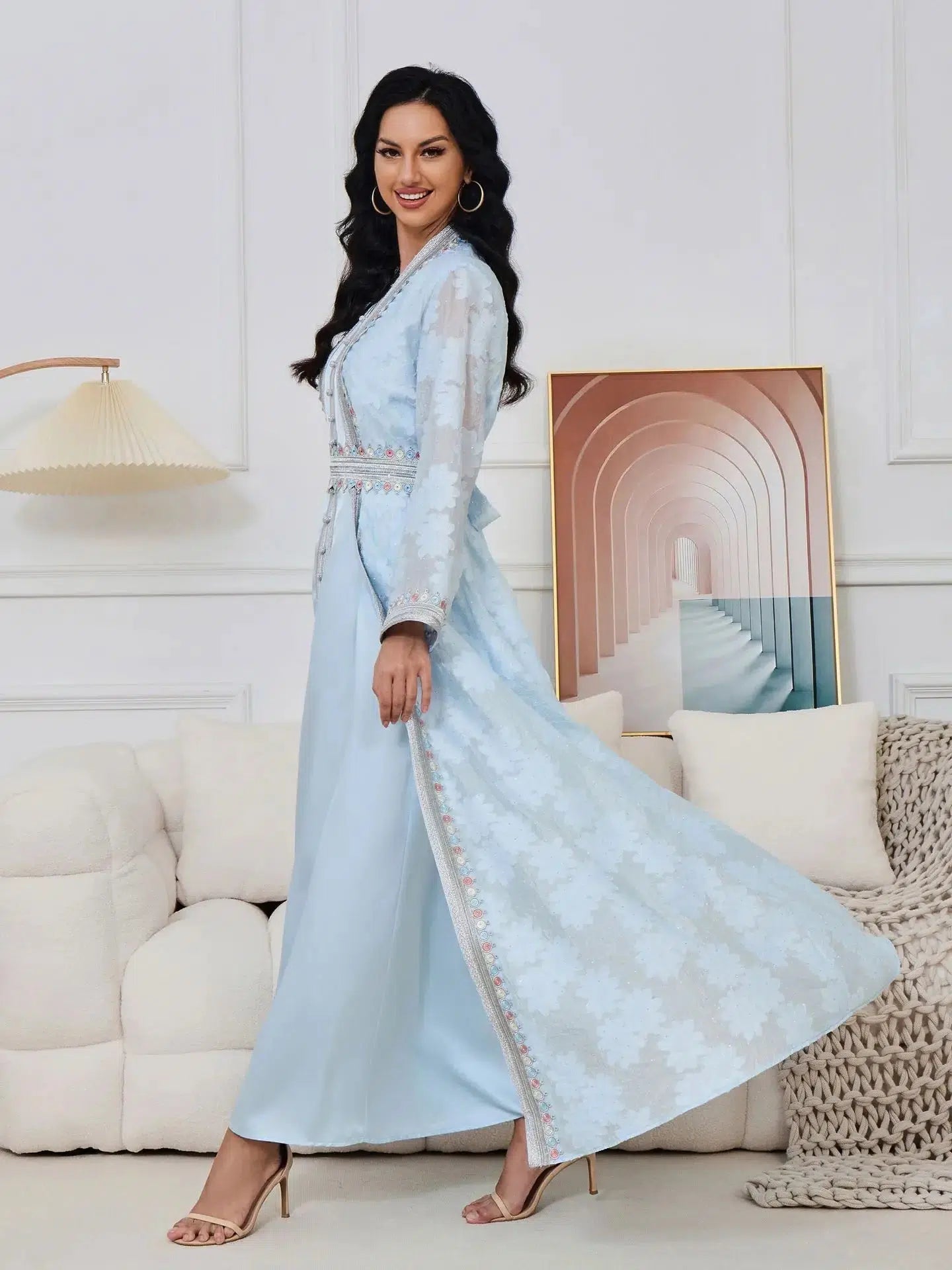 Caftan Bleu Clair Marocain