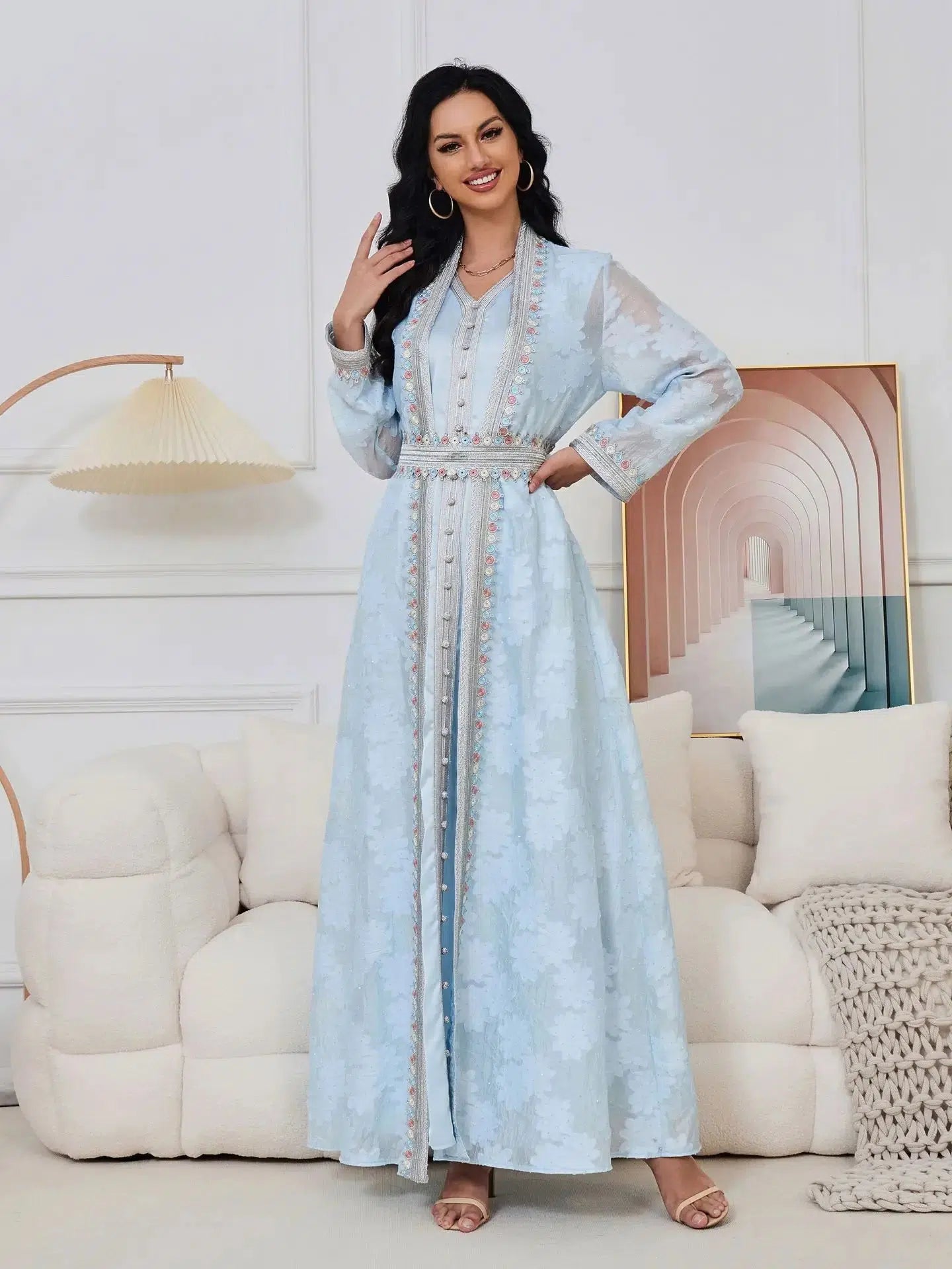 Caftan Bleu Clair Marocain