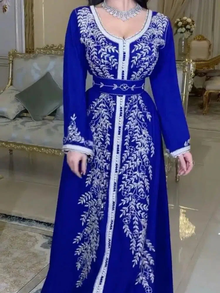 Caftan Bleu Roi et Argenté