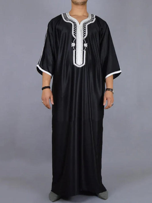 Caftan Noir Moderne Homme