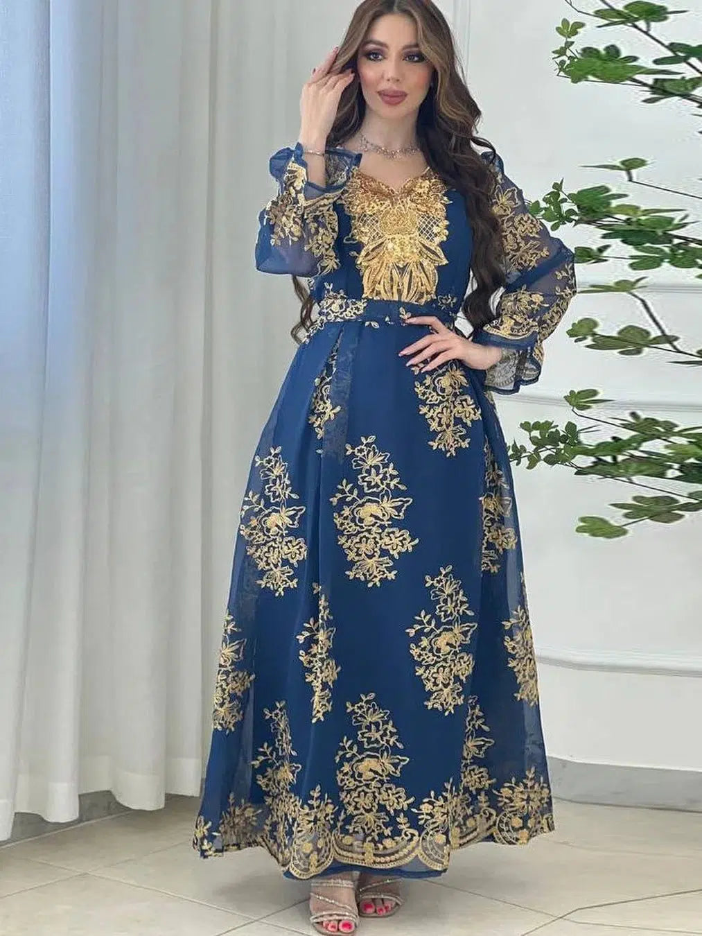 Robe Caftan Bleu Foncé