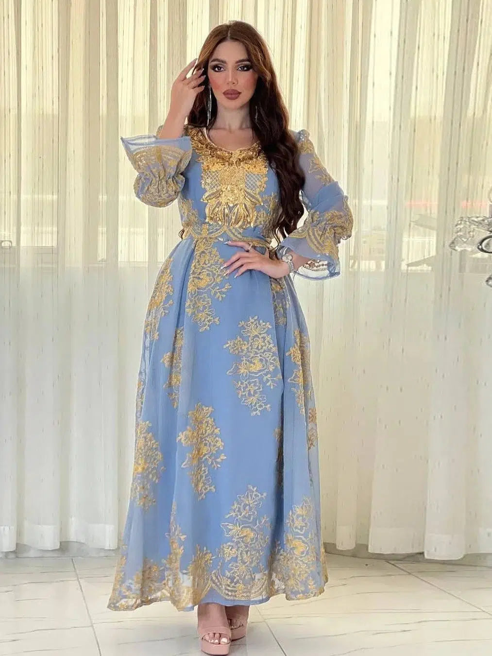 Robe Caftan Mariée Bleue | Maison du Caftan