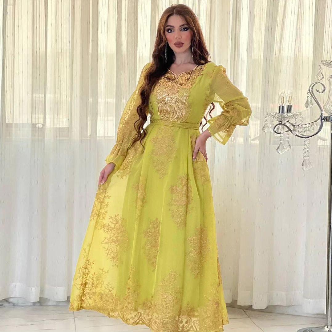 Robe Caftan Moderne Jaune