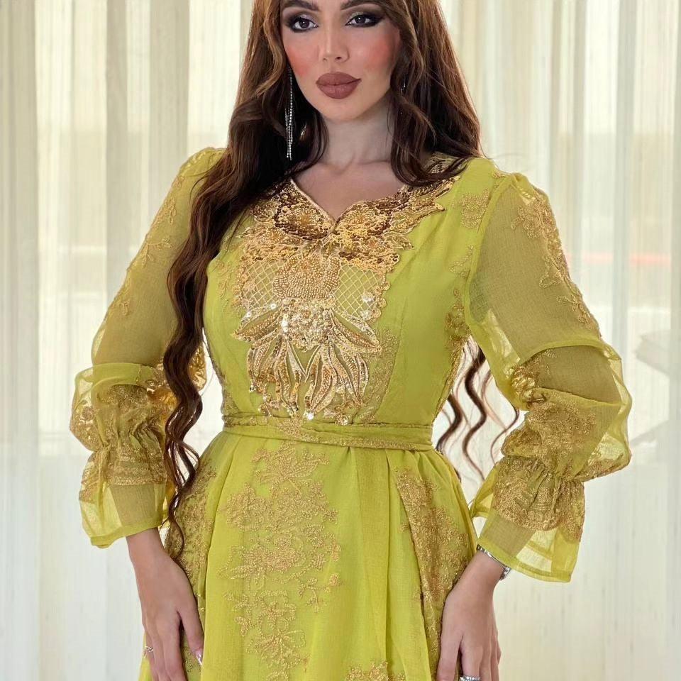 Robe Caftan Moderne Jaune