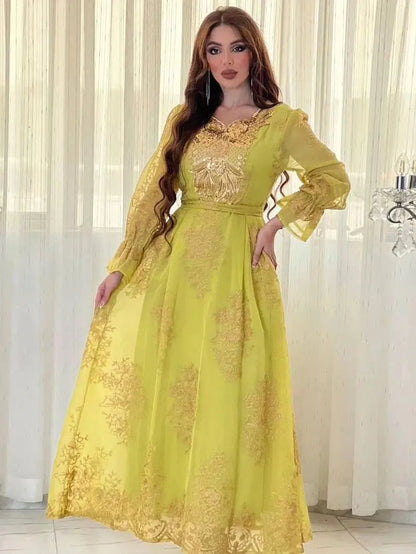 Robe Caftan Moderne Jaune